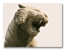 Stone tiger guard at Comerica Park, Detroit, 2002