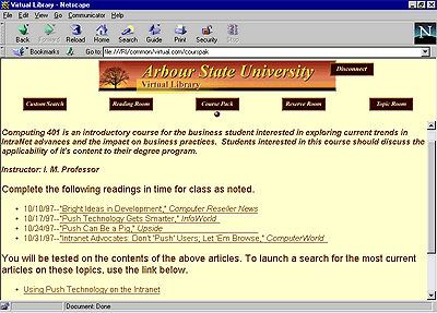 Sample site course pack page